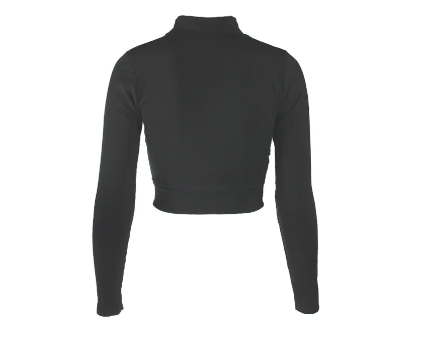 European Style Hollow Out Long Sleeve Crop Top for Women