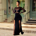 Sheer Side-Slit Dress for Evening and Nightclub Wear