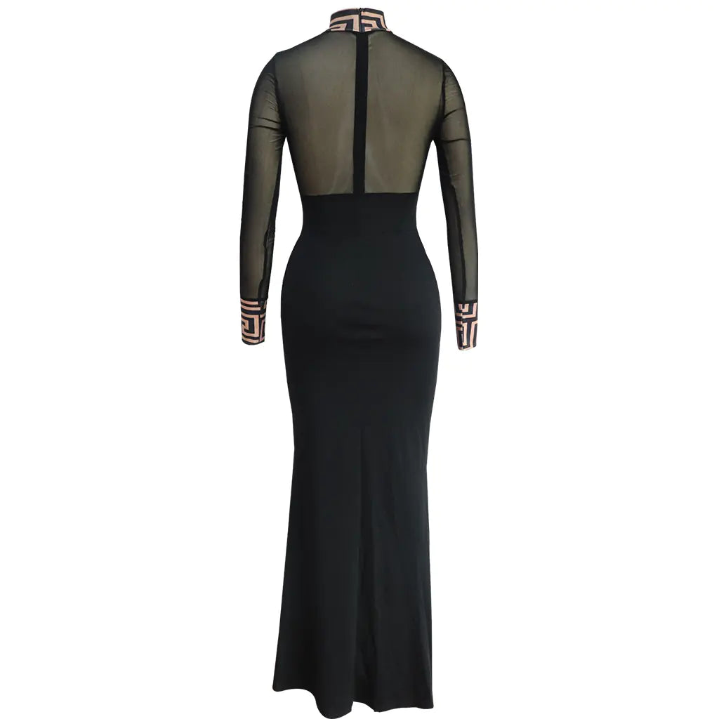 Sheer Side-Slit Dress for Evening and Nightclub Wear