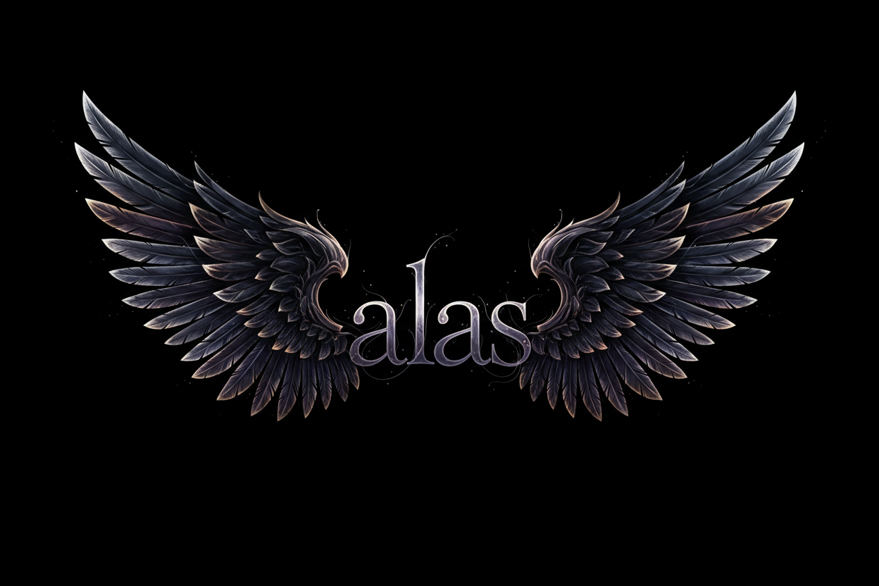 Alas con fondo negro y la palabra alas 