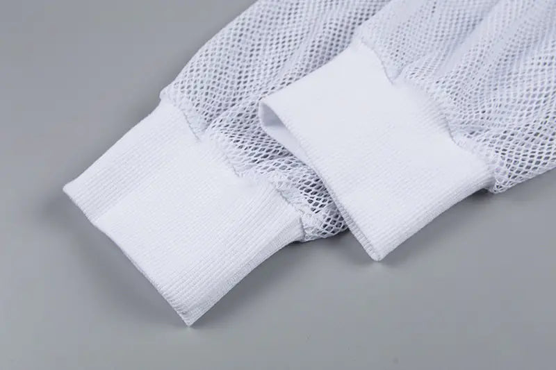 Mesh Long Sleeve Hooded Sheer Top for Casual Wear