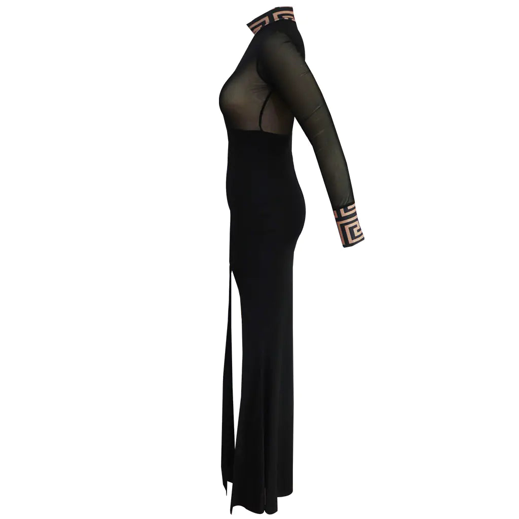 Sheer Side-Slit Dress for Evening and Nightclub Wear