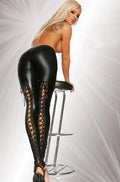 Strap Leather Pants for Nightclub Wear